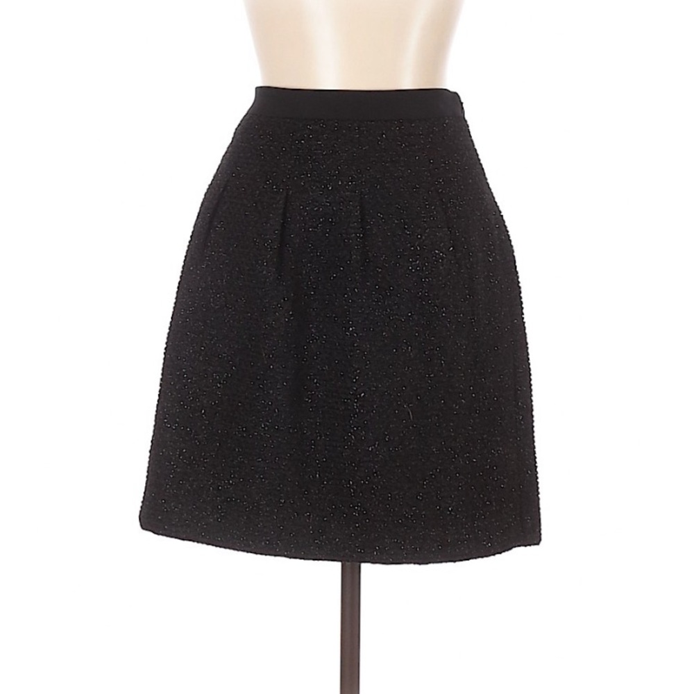 Ann Taylor LOFT Black A-Line Glitter Skirt Size 12